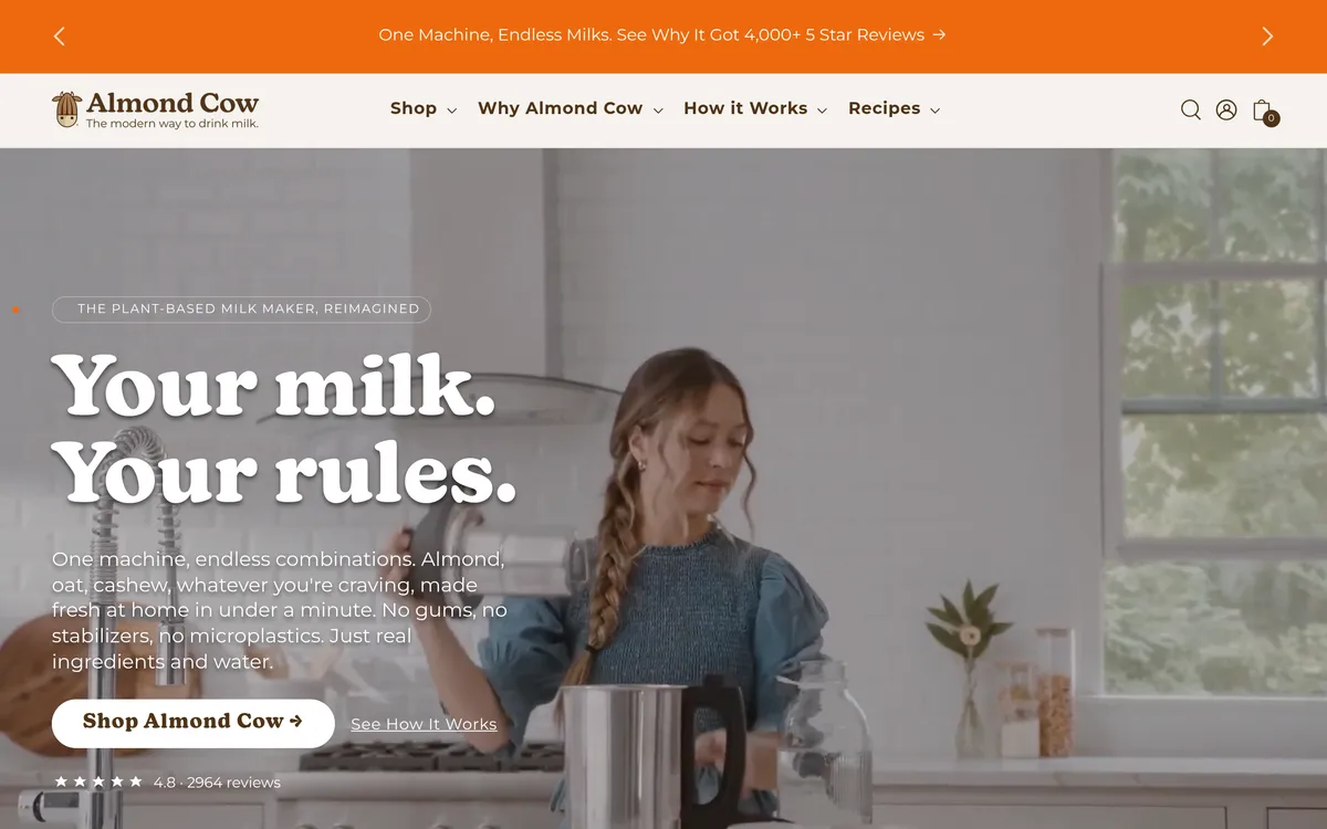 Capture du site Almond Cow