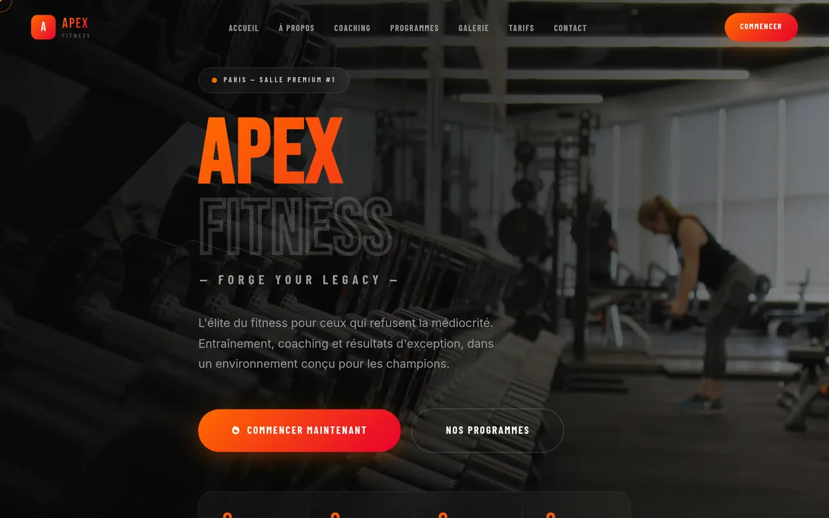 Capture du site Apex Fitness